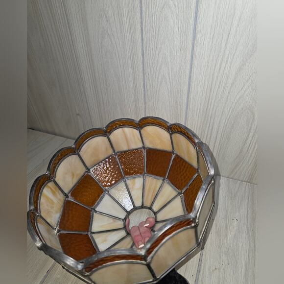 Vtg 70s Tiffaney Style Stained Glass Ceiling Hanging Light Fixture Bar Light - Picture 5 of 9